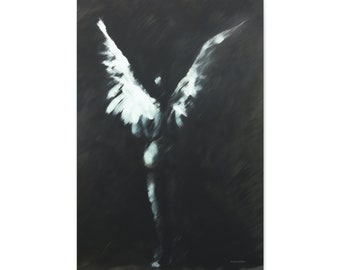 Donna Di Nota, Large Gothic Angel Canvas Print, Black and White Wall Art