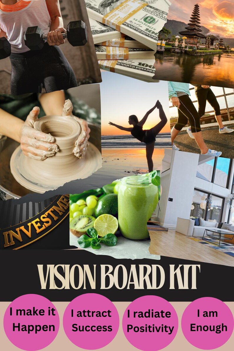 Manifestation Vision Board Kit – Digital Edition Motivational Quotes ...