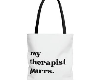 My Therapist Purrs Tote Bag – Funny Cat Lover Gift | Cute Reusable Cat Quote Bag