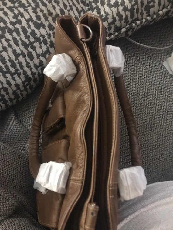 Brown leather handle bag - image 4