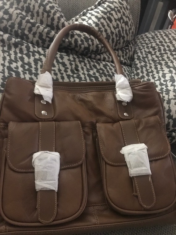 Brown leather handle bag - image 1