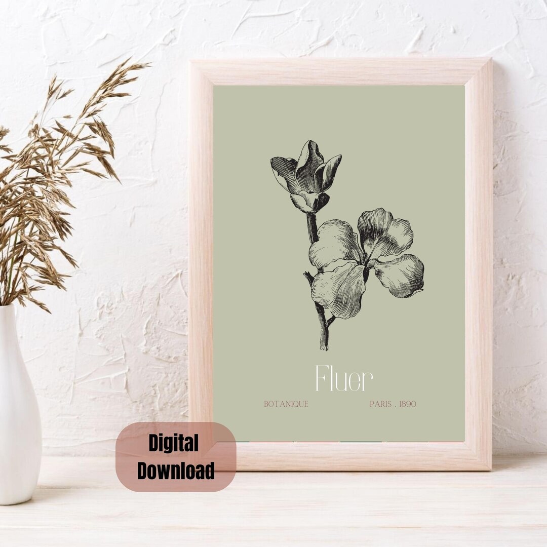 Sage Green Wall Art Sage Green Art Botanical Line Art Sage Green Print
