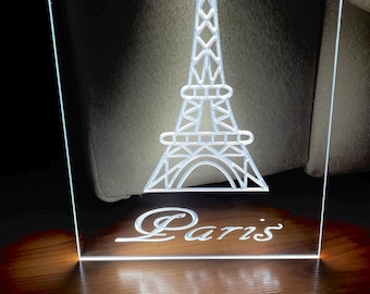 Paris LED Neon White Light Sign Size 8x12