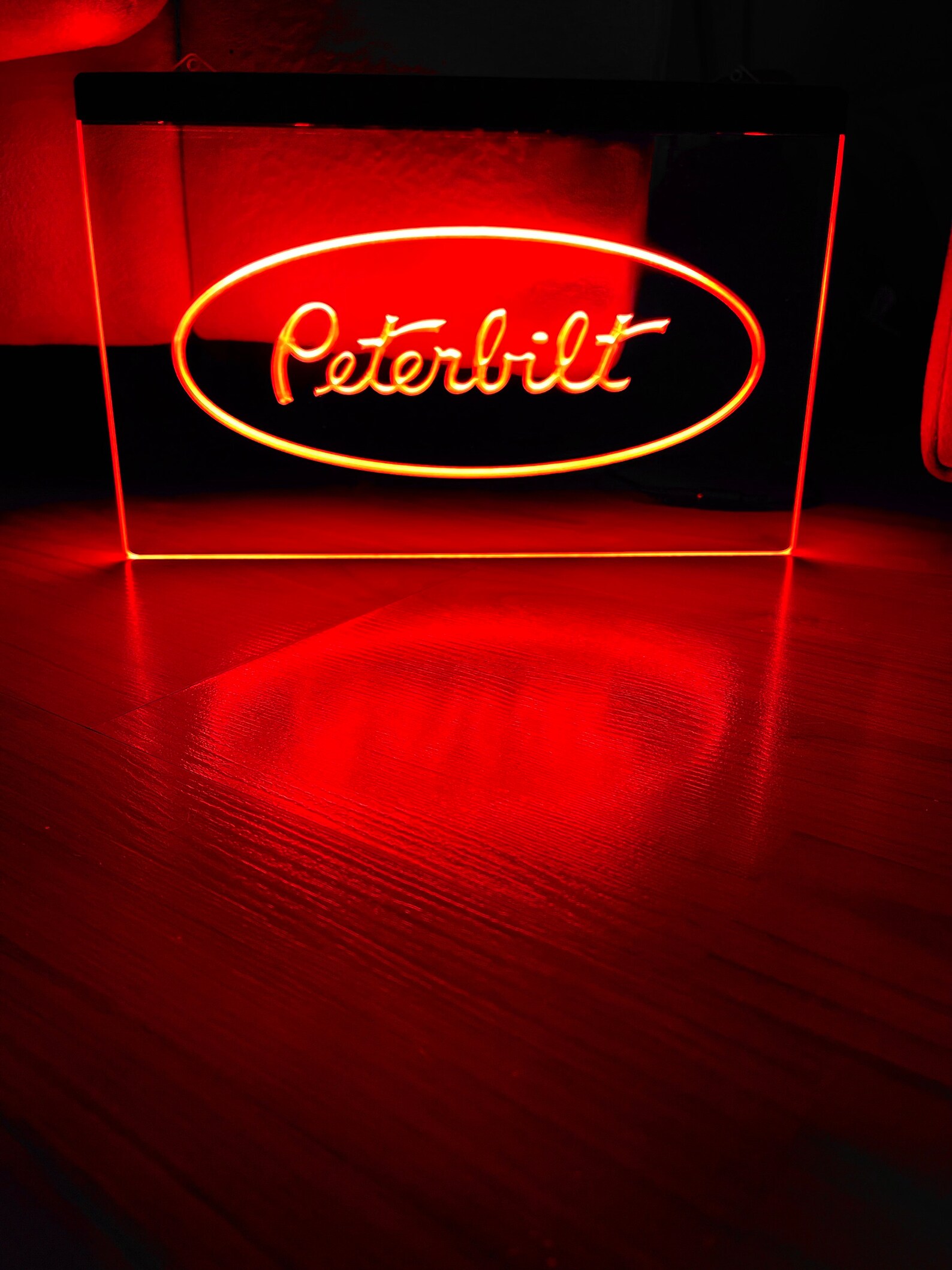 Custom Peterbilt Neon Wall Clock – Chrome Truck Decor For Garage, Shop, Or Man Cave
