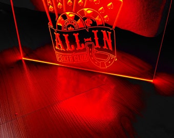 Poker Club LED Neon Sign Size 8x12