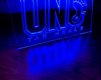 Placa de LED neon da North Carolina Tar Heels tamanho 8x12