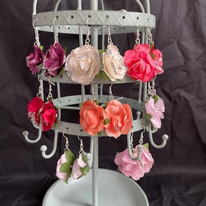 Paper Flower earrings: Paper Earrings, Origami Earrings, Lightweight Earrings