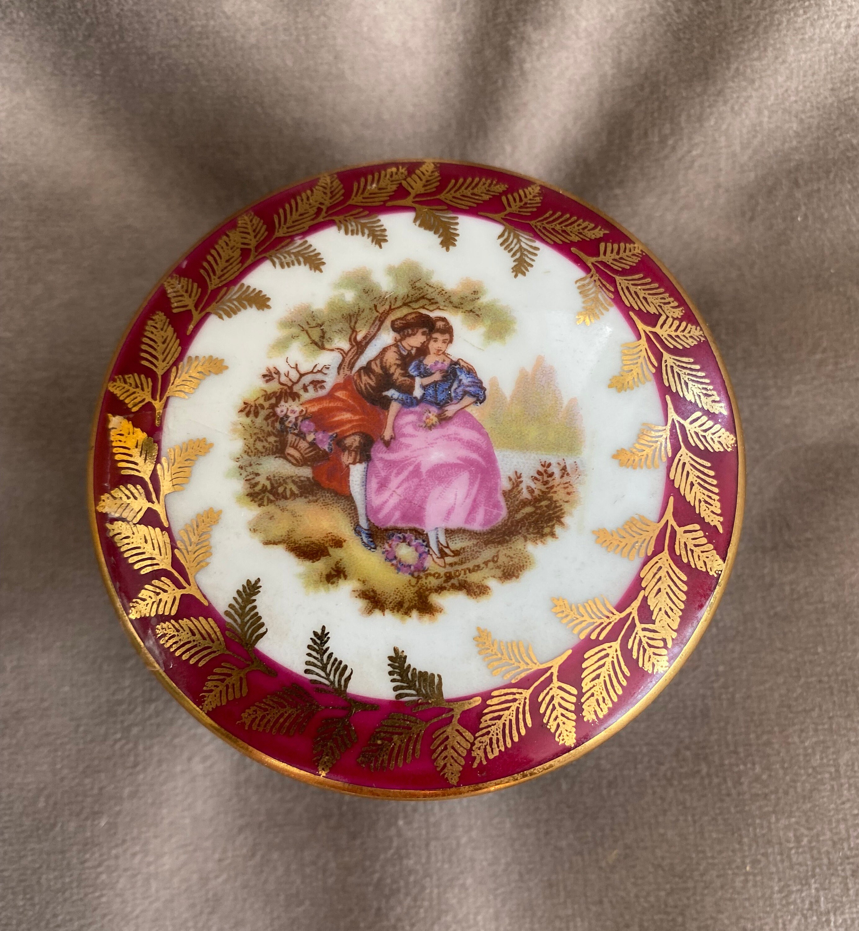 Limoges 花柄ボックス 陶磁器 Vintage Limoges Box French Porcelain Trinket Casket Hand