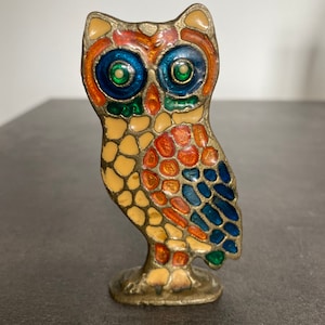 Colourful enamelled owl. (200)