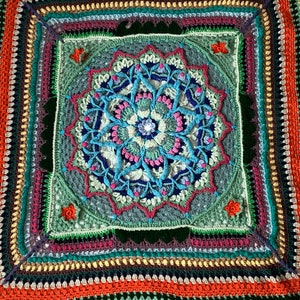 Vintage Crocheted Acrylic Blanket (F)