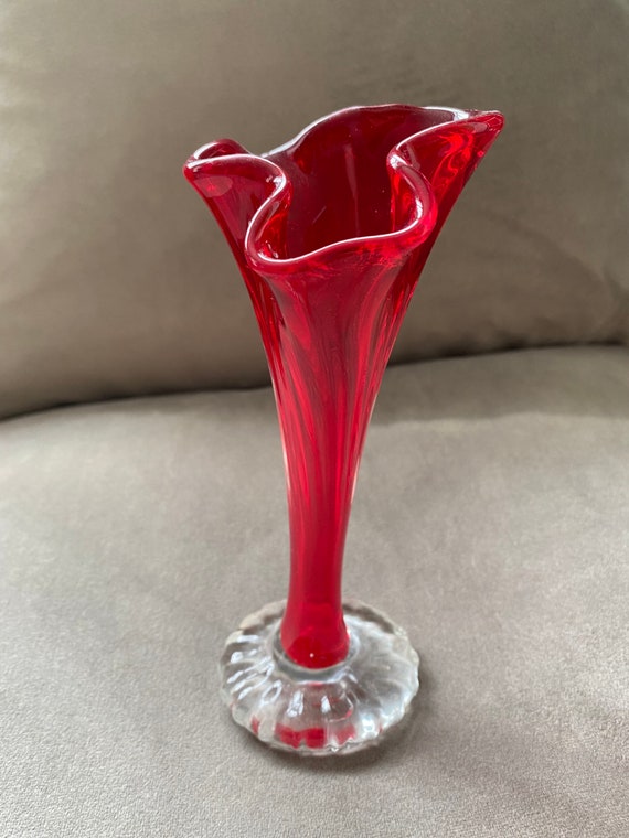 Beautiful Red Glass Bud Vase 1 Etsy