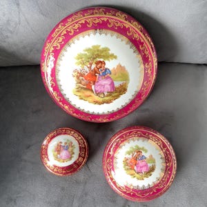 Set of 3 Limoges porcelain trinket boxes