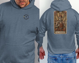 Carpenter Tarot Karte Hoodie, Arbeitet hart Humor Sweatshirt, Bau Geschenk