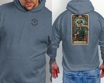 Arbeiten hart Tarot Karte Hoodie, Körper Techniker Humor Tee