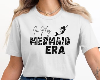 In My Mermaid Era T-Shirt, Distressed Graphic Tee, Ocean Lover Summer Top