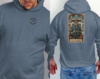 Arbeiten hart oder kaum arbeiten Trucker Hoodie, Tarot Karte Grafik Tee