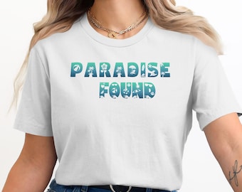 Paradies gefunden Tropischer Strand Shirt, Sommer Insel Urlaub Rundhals, Ozean Wellen T-Shirt
