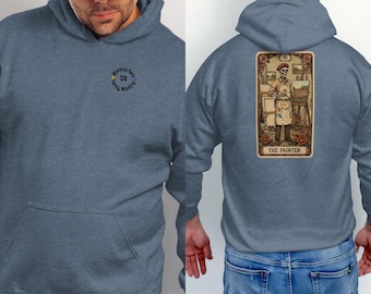 Arbeiten hart oder kaum arbeiten Tarot Maler Hoodie, lustige Arbeit Witz Kleidung