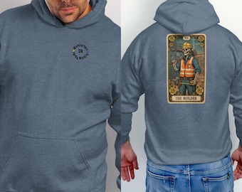 "Arbeite hart oder arbeite kaum - ""Erbauer"" Tarot Hoodie, Tradesman Humor Sweatshirt."