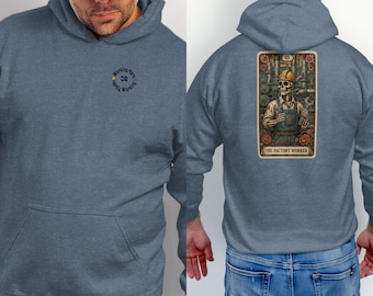 Arbeiten harter Tarot Karten Hoodie, lustiger Händler Rundhalsausschnitt, Bau Humor Shirt