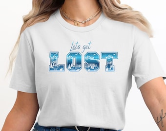 Lets Get Lost Camping T-Shirt, RV Nature Lover Wanderlust Tee