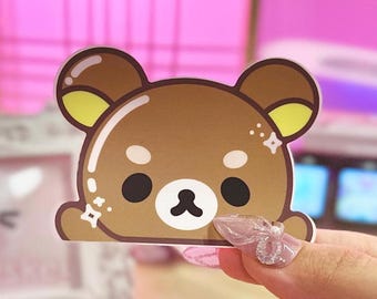 Brown Bear Peeker Vinyl Sticker Kawaii Bear Japanese Anime Laptop Decal Bear Paws Car Vinyl Decal