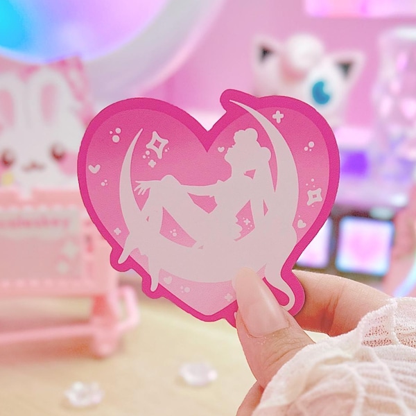Magical Girl Fridge Magnet Pink Heart Moon Car Magnets Vinyl Magnets Kawaii Sparkle Anime Manga Luna Peeker magnet Car Magnet Kawaii Home