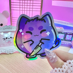 ぽっちゃりパープルモンスターホログラフィックビニールステッカーかわいいゴス不気味キュートスタイル
