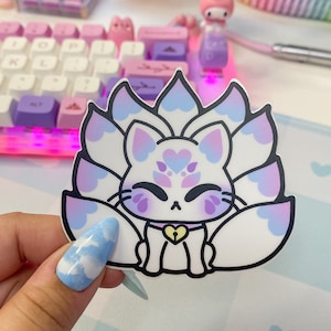 Kitsune Vinyl Sticker Kawaii Stickers Gift for Kawaii Lovers Japanese Folklore Cute Pastel Fox Sticker Anime Laptop Decal Kawaii Car Decal