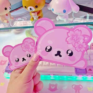Sakura Bear Sticker Large Peeker Vinyl Sticker Cherry Blossom Bear Design Sticker for Laptop Kawaii Stickers Japanese Anime Decal for Car