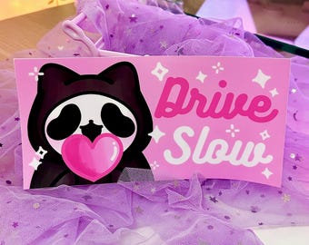 Ghost Face Vinyl Sticker: Kawaii Horror, Pastel Goth Car Bumper Decal