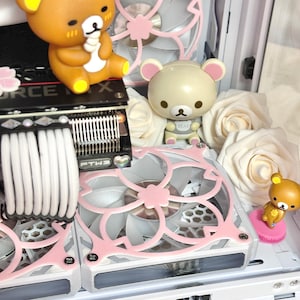 Sakura PC Fan grills 3D Fan Covers Cherry Blossom Fan Grill Gaming PC Kawaii Computer Accessories 3D printed Fan Cover PC Floral Fan Grill