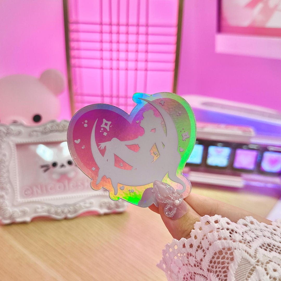 Magical Girl Heart Holographic Vinyl Sticker Holo Kawaii Japanese Anime ...