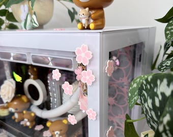 Sakura Stick on PC Charms Floral Cute Accessories for Computers Cherry Blossom Setup Decor 3D Printed Charms Kawaii Setup PC Flowers