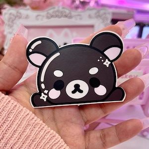 Goth Bear Sticker Kawaii Black Bear Vinyl Sticker Kuma Black Bears Gifts for Bear Lovers Bear Sticker Car Laptop Bear Decal Spooky Stickers