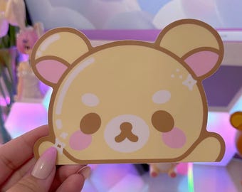 Bear Peeker Large Sticker Vinyl Decal Kawaii Bears Cute Sticker for Cars Laptops Game Consoles Cream Bear Pastel Eyebrows Sticker Collector