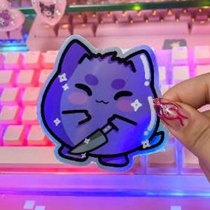 Chubby Monster Knife Sticker, Poke Monster, Ghost Type, Glossy Laminated, Kawaii, Japanese, Anime, Slap Sticker Laptop Decal, Car Decal