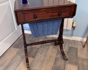 Restored Regency Sewing Box: Antique Marquetry Inlay (1780-1837)