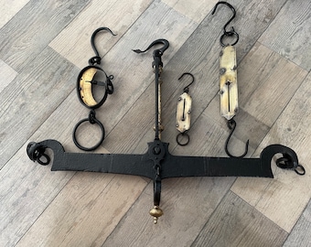 Antique Weighing Scales Set: French Blacksmith & Victorian Salter Scales