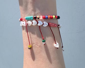 Veelkleurige zomerarmband | Handgeknoopte kleine rondelle boho-armband met kralen