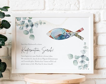 Personalized money gift for confirmation | Creative gift for girls and boys | DIY gift idea | Last minute fish-themed gift