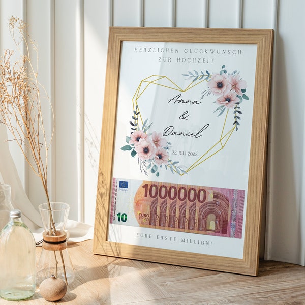 Geldgeschenk Hochzeit | Hochzeitsposter | Personalisiert  | DIY | Hochzeitsgeschenke Geld | Eure erste Million | Last minute Geschenk
