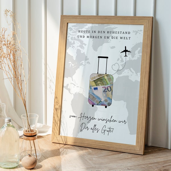 Gift of money for retirement, pension | Gift template for colleagues to print out | Creative money gift | Parting gift