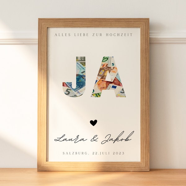 Wedding money gift | YES | Personalized | Make a DIY money gift | Wedding gifts money | Digital PDF download