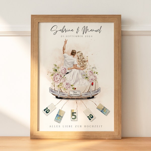 Money gift wedding personalized | Wedding car | Make a DIY money gift idea | Wedding gifts money | Gift for the bride and groom