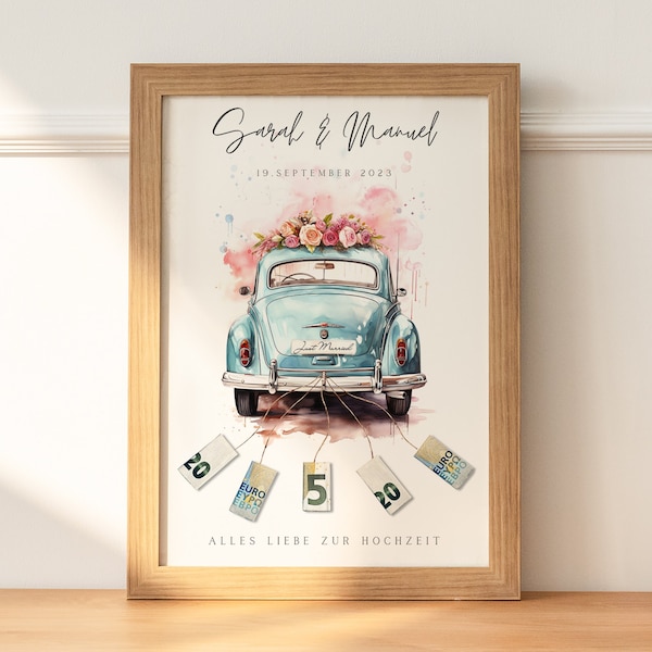 Regalo de dinero de boda | Coche de boda | Personalizado | Haga una idea de regalo de dinero con sus propias manos | Dinero de regalos de boda | Descarga de PDF digitales