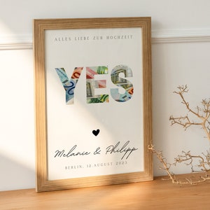 Wedding money gift | | Wedding poster YES word | Personalized |DIY | Wedding gifts money | Your first million | Last minute gift