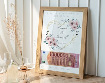 Geldgeschenk Hochzeit | Hochzeitsposter | Personalisiert  | DIY | Hochzeitsgeschenke Geld | Eure erste Million | Last minute Geschenk