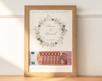 Wedding money gift | | Wedding poster | Personalized | DIY | Wedding gifts money | Your first million | Last minute gift