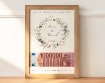 Geldgeschenk Hochzeit |  | Hochzeitsposter | Personalisiert  | DIY | Hochzeitsgeschenke Geld | Eure erste Million | Last minute Geschenk